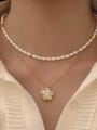 thumb Brass Freshwater Pearl Flower Vintage Necklace 3