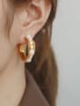 thumb Brass Imitation Pearl Vintage  C shape Stud Earring 1
