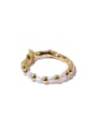 thumb Brass Imitation Pearl Irregular Vintage Bead Ring 0