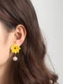 thumb Alloy Imitation Pearl Enamel Flower Cute Stud Earring 2