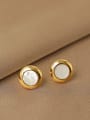 thumb Brass Shell Round Vintage Stud Earring 0