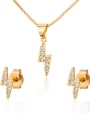 thumb Brass lightning Cubic Zirconia Earring and Necklace Set 0