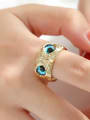 thumb Brass Cubic Zirconia Cute Owl Band Ring 1
