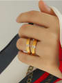 thumb Brass Cubic Zirconia Round Minimalist Band Ring 1