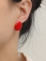 thumb Brass Enamel Asymmetric Irregular Minimalist Stud Earring 1