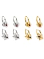 thumb Brass Rhinestone Star Vintage Huggie Earring 0