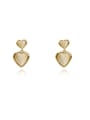 thumb Brass Cats Eye Heart Minimalist Drop Trend Korean Fashion Earring 0