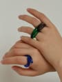 thumb Coloured Glaze Geometric Minimalist Band Ring 1