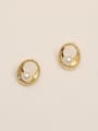thumb Brass Imitation Pearl Geometric Vintage Stud Trend Korean Fashion Earring 4