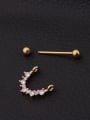 thumb Brass  With Cubic Zirconia White Minimalist Stud Earring 0