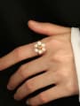 thumb Brass Imitation Pearl Flower Minimalist Band Ring 1