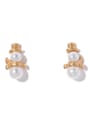thumb Brass Imitation Pearl Irregular Cute  Snowman Stud Earring 0