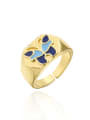 thumb Brass Enamel Butterfly Vintage Band Ring 0