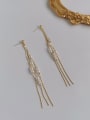 thumb Copper Imitation Pearl Tassel Ethnic Threader Trend Korean Fashion Earring 3