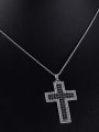 thumb Brass Cubic Zirconia Cross Minimalist Regligious Necklace 2