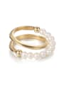 thumb Brass Imitation Pearl Geometric Vintage Stackable Ring 0