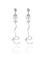 thumb Copper Exaggerated personality Fishbone letter Long Trend Korean Fashion Earrings 1