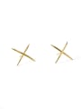 thumb Brass  Minimalist  Glossy geometric line letter X earrings Stud Earring 0