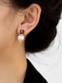 thumb Brass Imitation Pearl Geometric Hip Hop Drop Earring 2