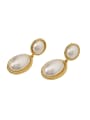 thumb Brass Imitation Pearl Geometric Minimalist Drop Trend Korean Fashion Earring 0