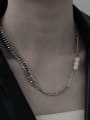 thumb Brass Bead Geometric Chain Vintage Necklace 3