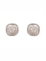 thumb Brass Cotton thread Weave square Trend Stud Earring 0