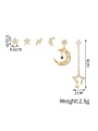 thumb Brass Cubic Zirconia Moon Star Tassel Trend Stud Earring 3