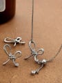 thumb Brass Hip Hop Bowknot  Earring and Necklace Set 4