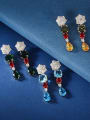 thumb Brass Cubic Zirconia Flower Luxury Drop Earring 4
