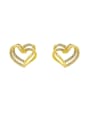 thumb Copper Cubic Zirconia Heart Vintage Stud Trend Korean Fashion Earring 0