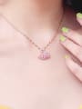 thumb Brass Cubic Zirconia Pink Swan Dainty Necklace 1