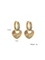 thumb Brass Cubic Zirconia Heart Vintage Huggie Earring 1