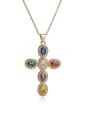 thumb Brass Cubic Zirconia Cross Hip Hop Regligious Necklace 0