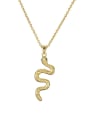 thumb Brass Rhinestone Snake Vintage Necklace 3