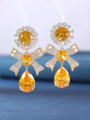 thumb Brass Cubic Zirconia Multi Color Bowknot Luxury Cluster Earring 1
