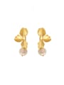 thumb Brass Imitation Pearl Flower Minimalist Drop Earring 0