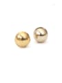 thumb Brass Smooth Bead Ball Vintage Stud Earring 2