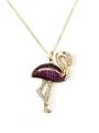 thumb Brass Flamingo Cubic Zirconia Earring and Necklace Set 4