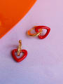 thumb Brass Enamel Heart Minimalist Drop Earring 2