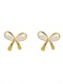 thumb Brass Imitation Pearl Bowknot Minimalist Clip Earring 0
