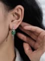 thumb Brass Natural Stone Tassel Minimalist Threader Earring 2