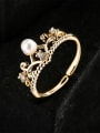 thumb Brass Cubic Zirconia Crown Vintage Band Ring 0
