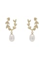 thumb Brass Cubic Zirconia Leaf Vintage Clip Earring 0