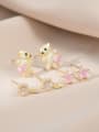 thumb Brass Cubic Zirconia Pink Star Cute Stud Earring 0