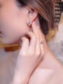 thumb Brass Cubic Zirconia Pink Heart Dainty Stud Earring 1