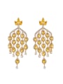 thumb Brass Cubic Zirconia Tassel Luxury Cluster Earring 0