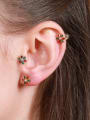 thumb Brass Cubic Zirconia Flower Cute Stud Earring 1
