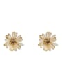 thumb Copper Cubic Zirconia Flower Dainty Stud Trend Korean Fashion Earring 0
