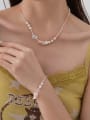 thumb Brass Natural Stone  Trend Flower  Bracelet and Necklace Set 1