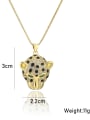 thumb Brass Cubic Zirconia  Vintage  leopard head Pendant Necklace 2